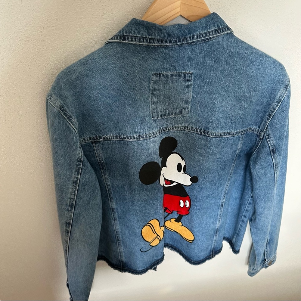 Disney Mickey Mouse Graphic Raw Hem Jean Jacket size L - Picture 2 of 12